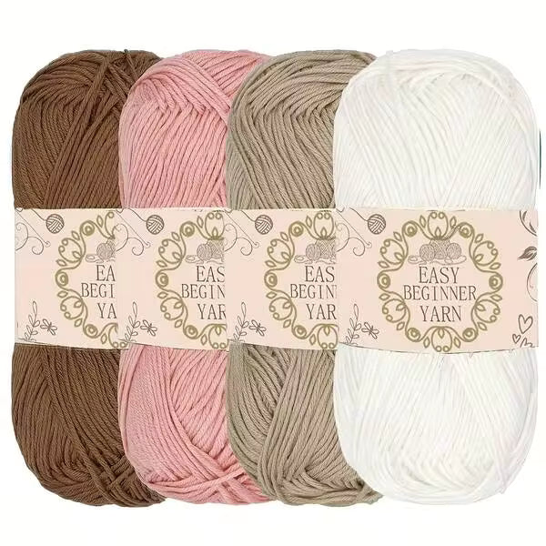 200g 4 Color 4 Ply 50g Ball Acrylic Yarn Knitting Set, Sweater Yarn Scarf Yarn Medium Weight Yarn, DIY Knitting Crochet Supplies Bag, For Handcrafted Hats, Scarves, Outerwear, Best Crochet Kit Gift